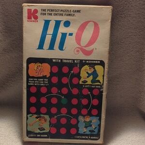 Vintage 1972 Hi-Q Puzzle Game with Travel Kit - Black and Red